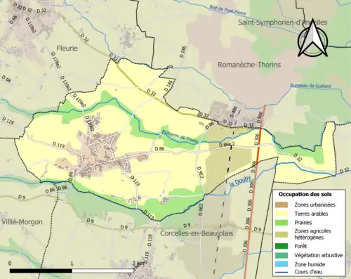 Carte en couleurs présentant l'occupation des sols.