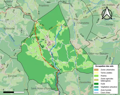 Carte en couleurs présentant l'occupation des sols.