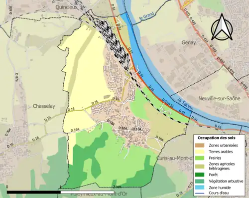 Carte en couleurs présentant l'occupation des sols.