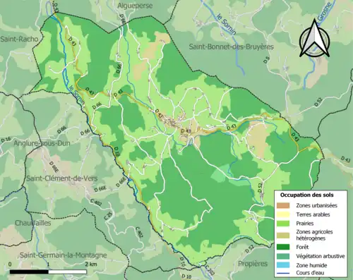 Carte en couleurs présentant l'occupation des sols.