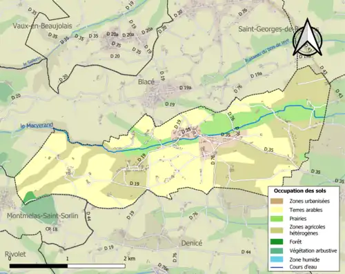 Carte en couleurs présentant l'occupation des sols.