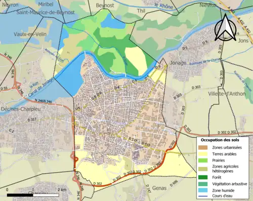 Carte en couleurs présentant l'occupation des sols.