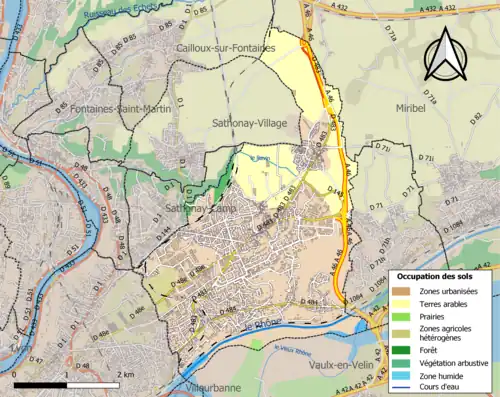 Carte en couleurs présentant l'occupation des sols.