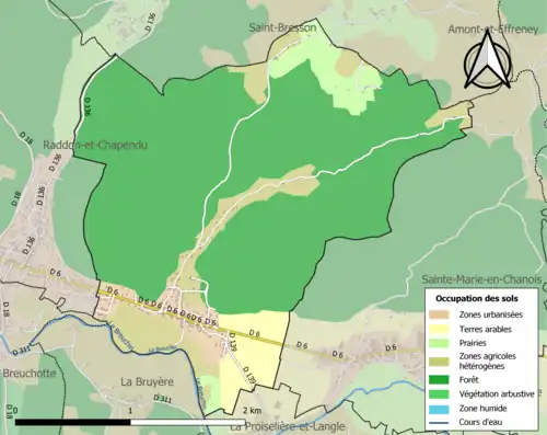 Carte en couleurs présentant l'occupation des sols.