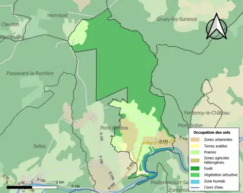 Carte en couleurs présentant l'occupation des sols.