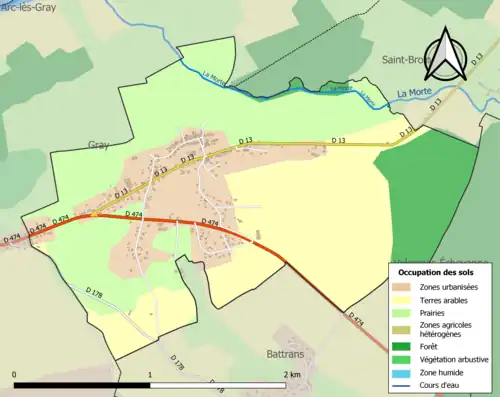 Carte en couleurs présentant l'occupation des sols.