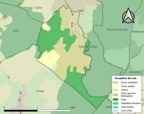 Carte en couleurs présentant l'occupation des sols.