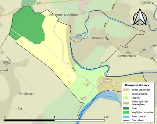 Carte en couleurs présentant l'occupation des sols.