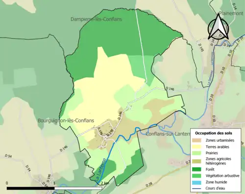 Carte en couleurs présentant l'occupation des sols.
