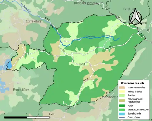 Carte en couleurs présentant l'occupation des sols.