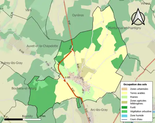 Carte en couleurs présentant l'occupation des sols.