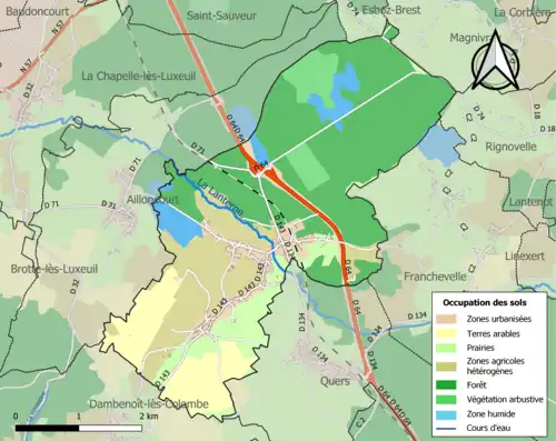 Carte en couleurs présentant l'occupation des sols.