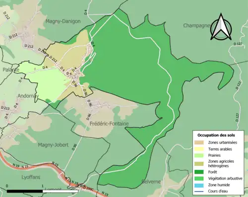 Carte en couleurs présentant l'occupation des sols.