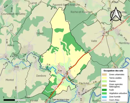 Carte en couleurs présentant l'occupation des sols.