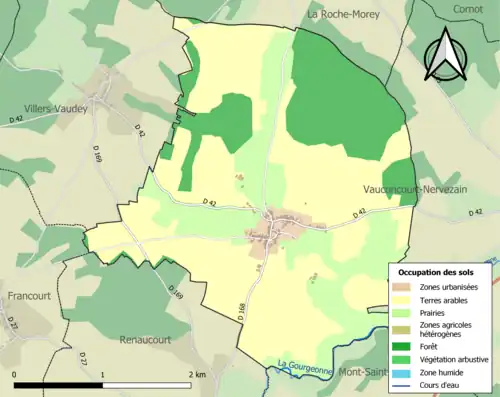 Carte en couleurs présentant l'occupation des sols.