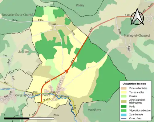 Carte en couleurs présentant l'occupation des sols.