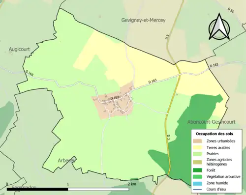 Carte en couleurs présentant l'occupation des sols.