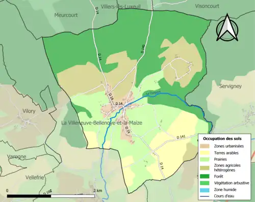 Carte en couleurs présentant l'occupation des sols.