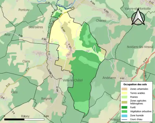 Carte en couleurs présentant l'occupation des sols.