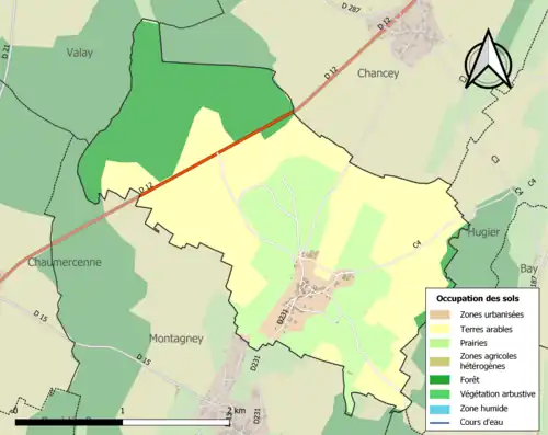 Carte en couleurs présentant l'occupation des sols.
