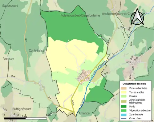 Carte en couleurs présentant l'occupation des sols.