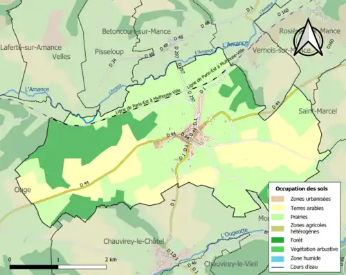 Carte en couleurs présentant l'occupation des sols.