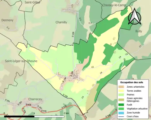 Carte en couleurs présentant l'occupation des sols.
