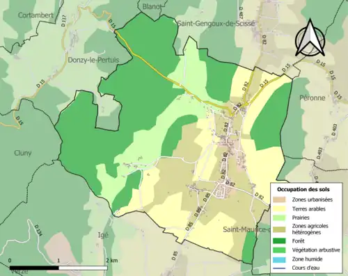 Carte en couleurs présentant l'occupation des sols.