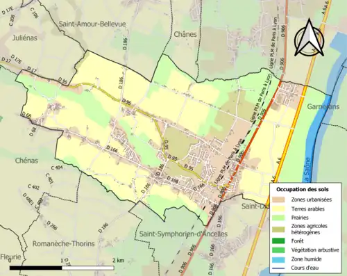Carte en couleurs présentant l'occupation des sols.