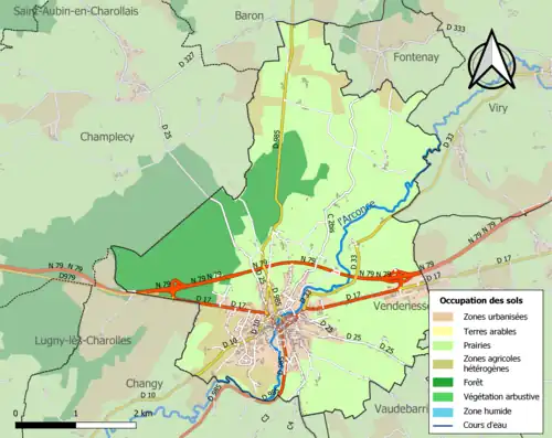Carte en couleurs présentant l'occupation des sols.