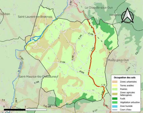 Carte en couleurs présentant l'occupation des sols.