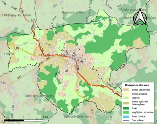 Carte en couleurs présentant l'occupation des sols.