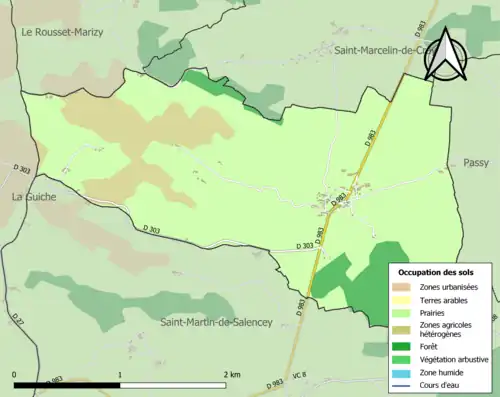 Carte en couleurs présentant l'occupation des sols.