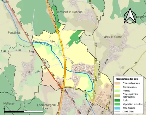 Carte en couleurs présentant l'occupation des sols.
