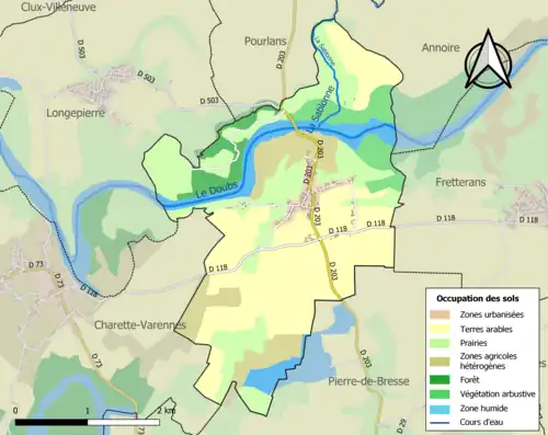 Carte en couleurs présentant l'occupation des sols.