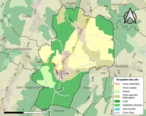 Carte en couleurs présentant l'occupation des sols.