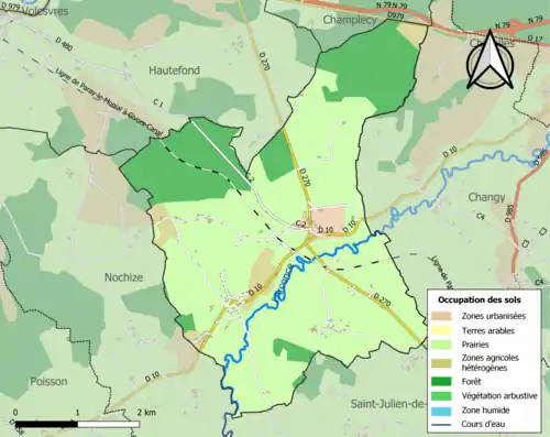 Carte en couleurs présentant l'occupation des sols.