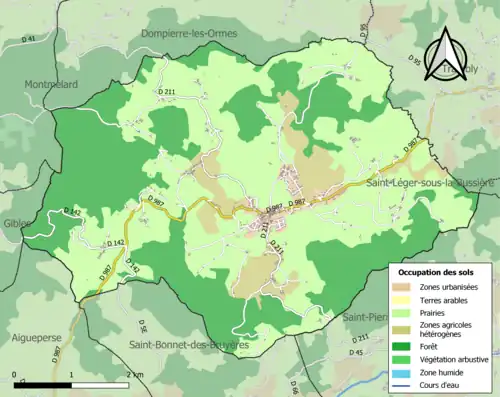 Carte en couleurs présentant l'occupation des sols.