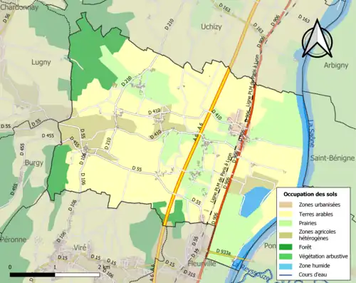 Carte en couleurs présentant l'occupation des sols.