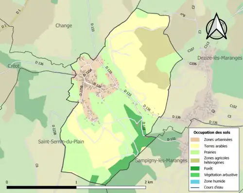 Carte en couleurs présentant l'occupation des sols.