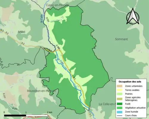 Carte en couleurs présentant l'occupation des sols.