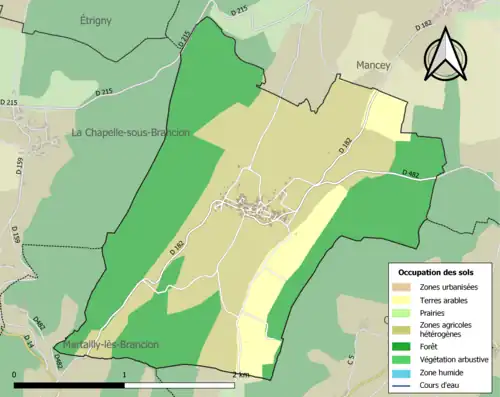 Carte en couleurs présentant l'occupation des sols.