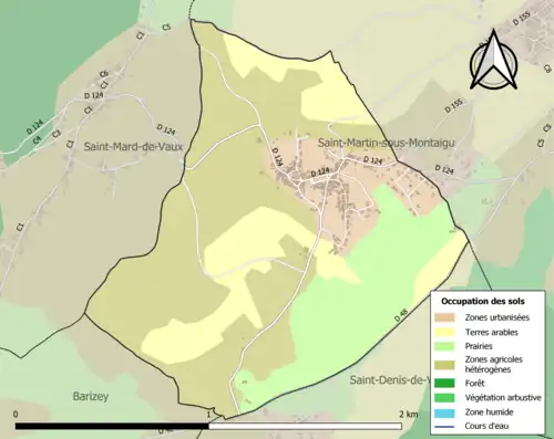 Carte en couleurs présentant l'occupation des sols.