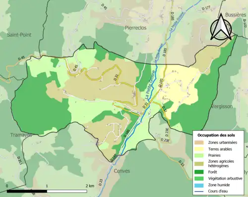 Carte en couleurs présentant l'occupation des sols.