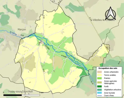 Carte en couleurs présentant l'occupation des sols.