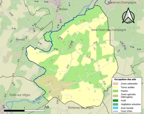 Carte en couleurs présentant l'occupation des sols.