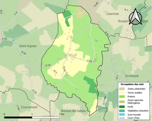 Carte en couleurs présentant l'occupation des sols.