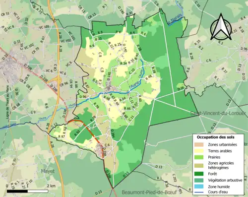 Carte en couleurs présentant l'occupation des sols.
