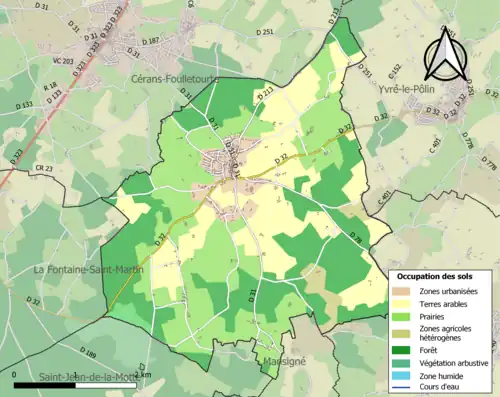 Carte en couleurs présentant l'occupation des sols.