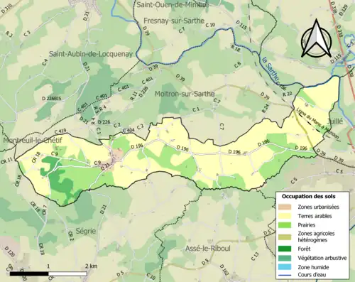Carte en couleurs présentant l'occupation des sols.